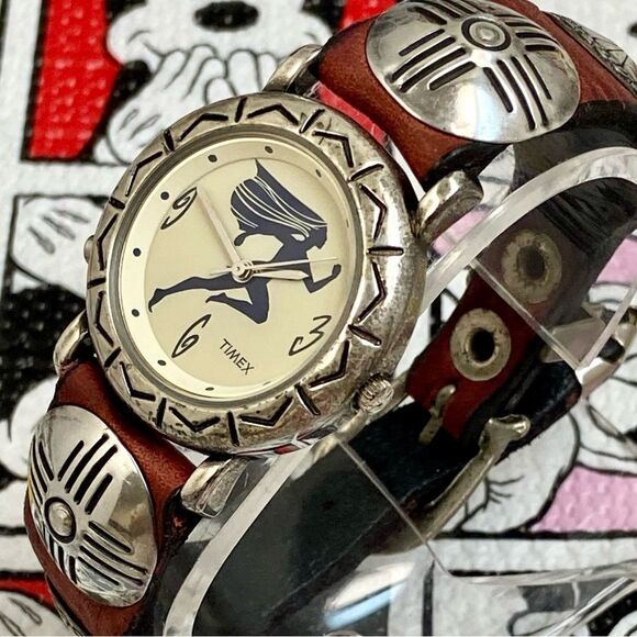 Vintage 90s Disney X Timex Pocahontas Watch with Backlight and Concho Band - Picture 5 of 16